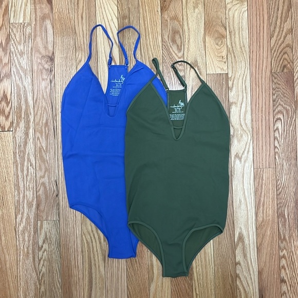 Free People Intimately Purple & Olive Move Along‎ Bodysuit Bundle - Picture 1 of 6